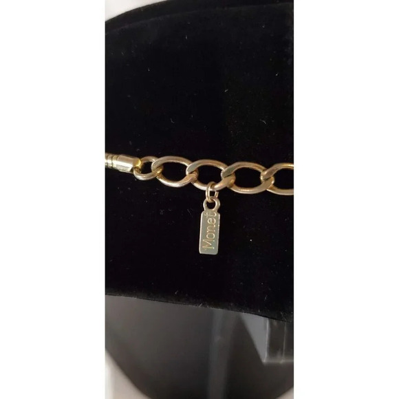 Vintage MONET Necklace Mid Century White Cabochons Bezel Set Necklace MCM Signed - Picture 4 of 6